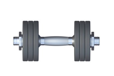 Dumbbell beyaz arka planda izole edilmiş. Spor malzemeleri. 3d hazırlayıcı