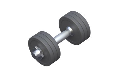 Dumbbell beyaz arka planda izole edilmiş. Spor malzemeleri. 3d hazırlayıcı