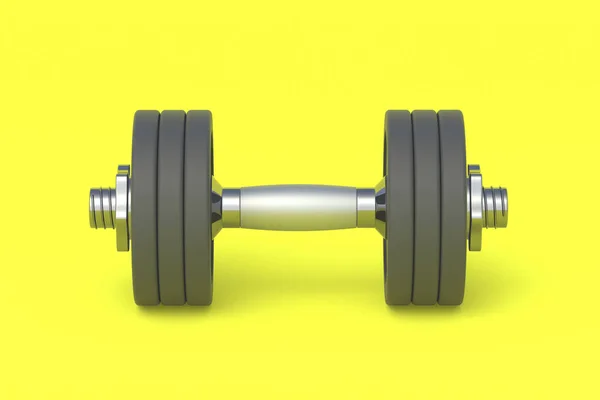 Dumbbell Nehéz Tányérokkal Sportfelszerelés Renderelés — Stock Fotó