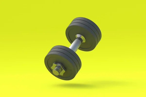 Dumbbell Nehéz Tányérokkal Sportfelszerelés Renderelés — Stock Fotó