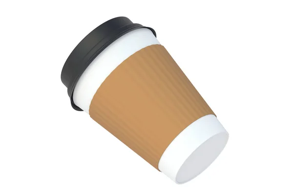 Tazza Caffè Carta Usa Getta Isolato Sfondo Bianco Rendering — Foto Stock