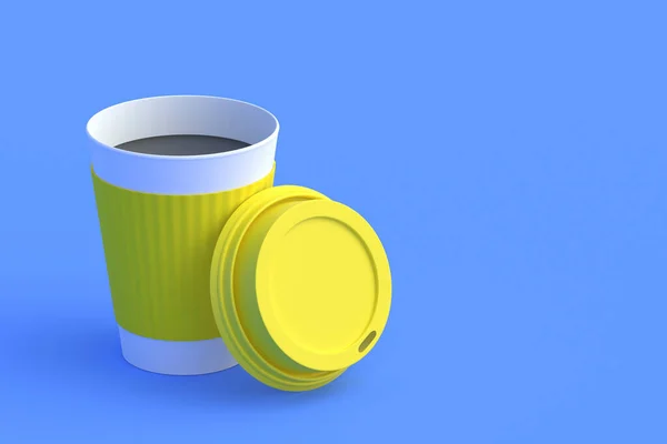 Tazza Caffè Carta Usa Getta Con Coperchio Manica Ricevuto Rendering — Foto Stock