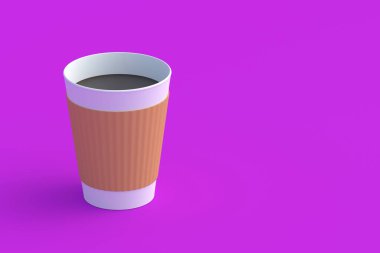 Tek kullanımlık, kollu kağıt kahve fincanları. Uzayı kopyala 3d hazırlayıcı