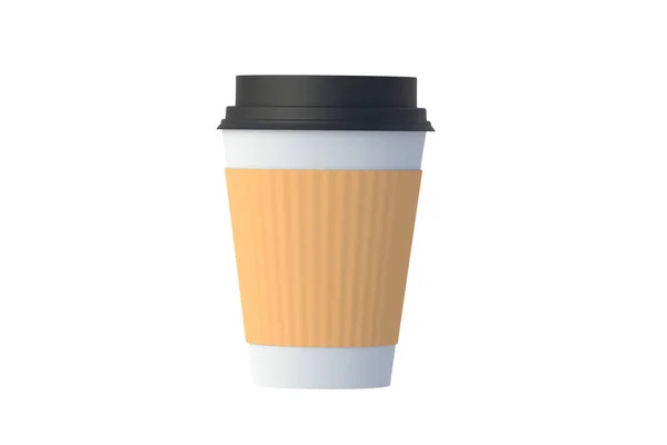 Tazza Caffè Carta Usa Getta Isolato Sfondo Bianco Rendering — Foto Stock