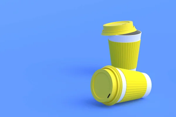 Kapaklı Kollu Tek Kullanımlık Kağıt Kahve Fincanları Uzayı Kopyala Hazırlayıcı — Stok fotoğraf
