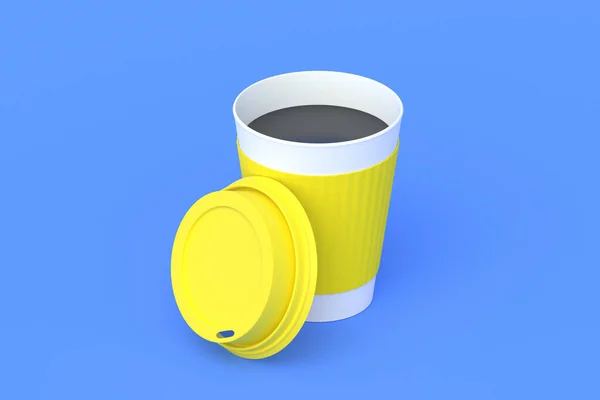 可处置的有盖和袖子的纸杯咖啡 3D渲染 — 图库照片