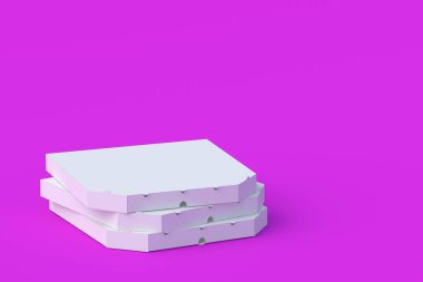 Kartondan pizza kutusu. Fast food. Pizzacı reklamı. Yemek servisi. Uzayı kopyala 3d hazırlayıcı