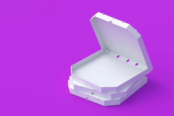 白いピザの箱 ファーストフードだ ピザ屋の広告 食料の配達だ コピースペース 3Dレンダリング — ストック写真