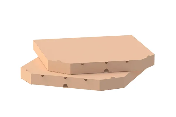 Boxes Pizza Isolated White Background Render — Stock Photo, Image