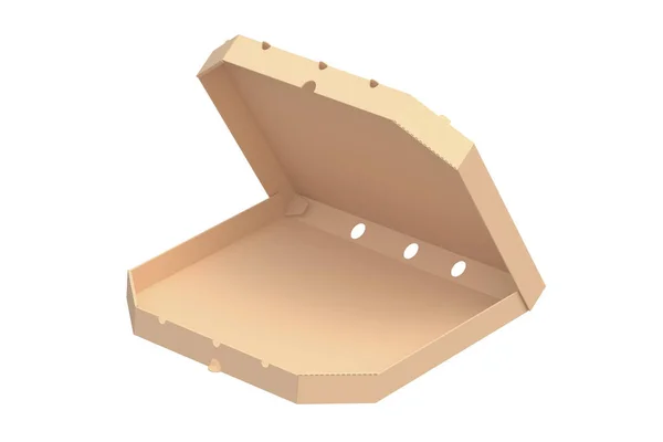 Відкрита Картонна Коробка Піци Ізольована Білому Тлі Візуалізація — стокове фото