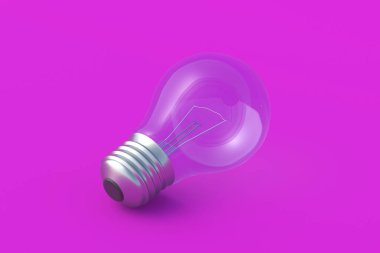 Menekşe arkaplanda ampul. 3d hazırlayıcı