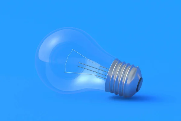 Ampoule Sur Fond Bleu Rendu — Photo