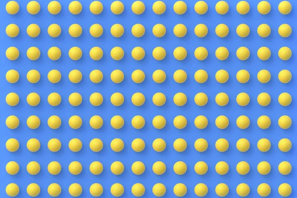Rader Orange Ping Pong Bollar Blå Bakgrund Återgivning — Stockfoto