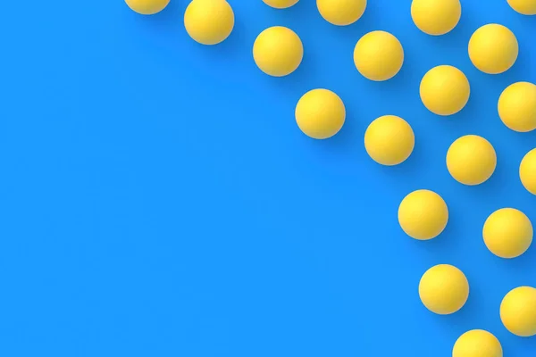Tischtennis Freizeitspiele Internationale Wettbewerbe Sportausrüstung Verstreute Tischtennisbälle Auf Blauem Hintergrund — Stockfoto