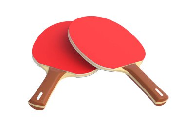 Masa tenisi raketleri beyaz arkaplanda izole edilmiş. Boş zaman oyunu. Spor malzemeleri. Uluslararası rekabet. Masa tenisi. 3d hazırlayıcı