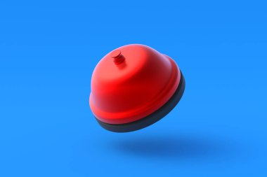 Mavi arka planda kırmızı servis zili açılıyor. Yönetici aradı. 3d hazırlayıcı