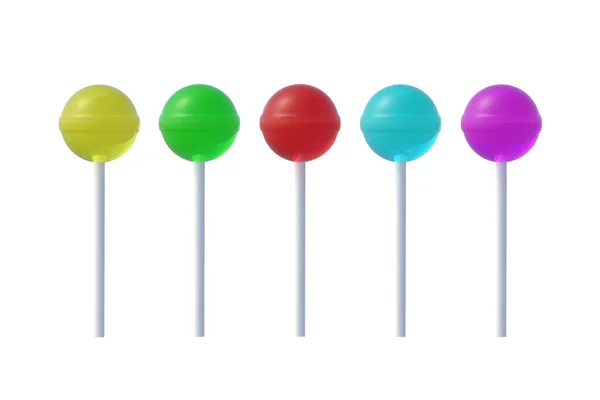 Lollipops Pau Isolado Fundo Branco Renderização — Fotografia de Stock