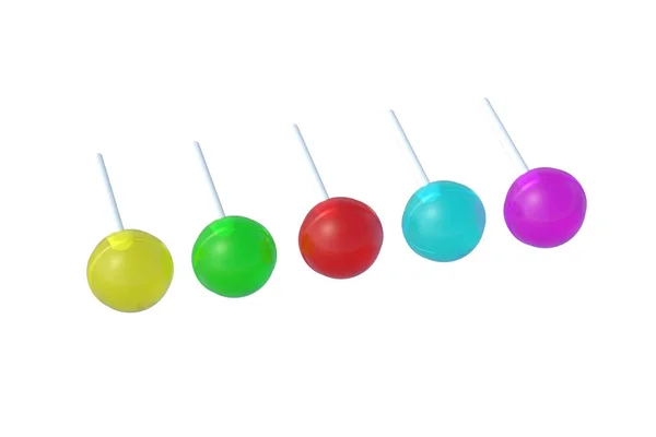 Lollipops Pau Isolado Fundo Branco Renderização — Fotografia de Stock