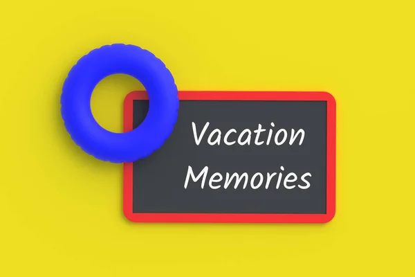 Inscription Vacation Memories Chalkboard Lifebuoy Summer Vacation Travel Concept Tourist — ストック写真