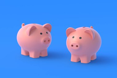 Mavi arka planda iki kumbara. 3d hazırlayıcı