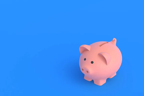Piggy Bank Blauwe Achtergrond Begrepen Ruimte Renderen — Stockfoto