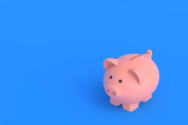 Piggy Bank Blue Background Copy Space Render — Stock Photo, Image