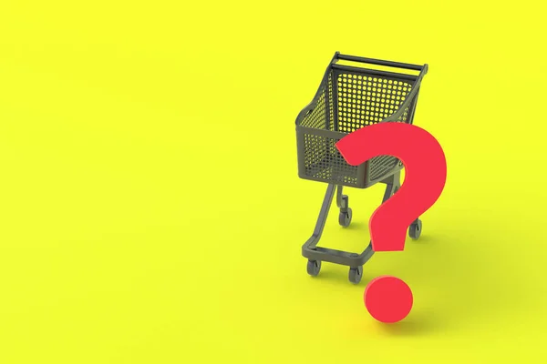 Market Cart Question Mark Shopping Concept Purchase Choice Product Quality — Foto Stock