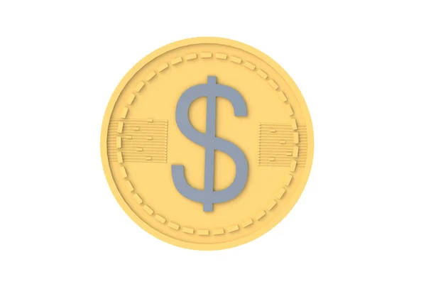 Coin Dollar Symbol Isolated White Background Render — Foto Stock