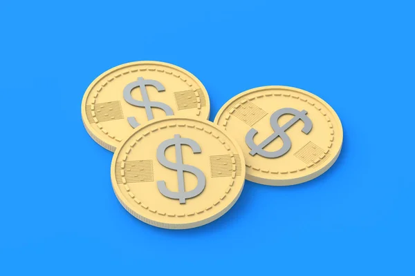 Coins Dollar Symbol Blue Background Financial Indicators Cheap Loans Profitable — Foto Stock