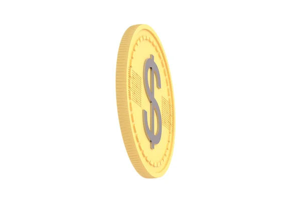 与美元符号隔离在白色背景的硬币 3D渲染 — 图库照片