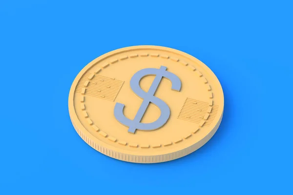 Coin Dollar Symbol Blue Background Financial Indicators Cheap Loans Profitable — Foto Stock