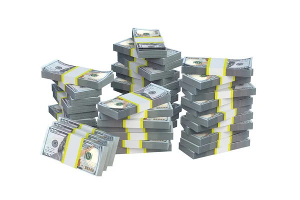 Notas Dólar Isoladas Sobre Fundo Branco Uma Pilha Dinheiro Monte — Fotografia de Stock