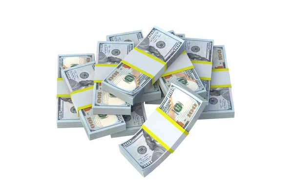 Dollar Banknotes Isolated White Background Stack Money Heap Cash Render — Stock fotografie