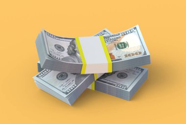 Bir yığın banknot. Ekonomik göstergeler. İstatistiksel veriler. Gelir artışı. Yatırım artışı. Bankacılık sektörünün yeniden finansmanı. Finansal yardım. Kârda artış. Büyük para. 3d hazırlayıcı