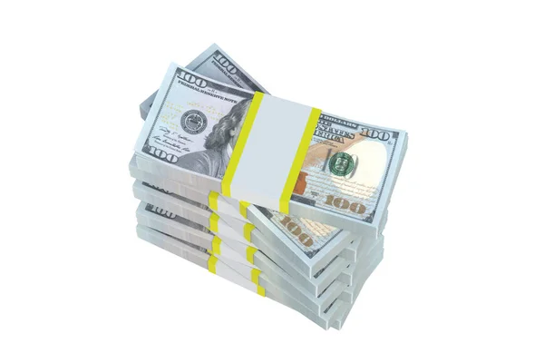 Dollar Banknotes Isolated White Background Stack Money Heap Cash Render — Stock fotografie