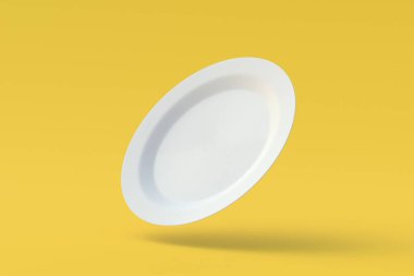 Sarı arka planda beyaz plaka. 3d hazırlayıcı