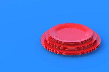 Tabakları mavi arka plana istifleyin. Uzayı kopyala 3d hazırlayıcı