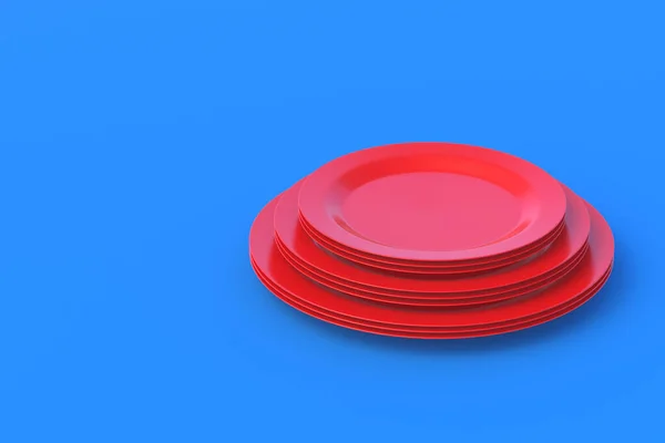Stack Plates Blue Background Copy Space Render — Foto Stock