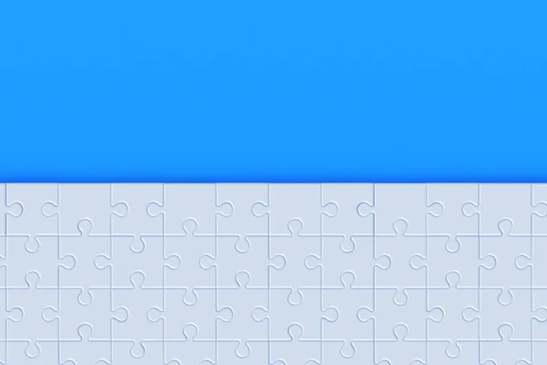 Jigsaw Puzzle Pieces Blue Background Copy Space Top View Render — Zdjęcie stockowe