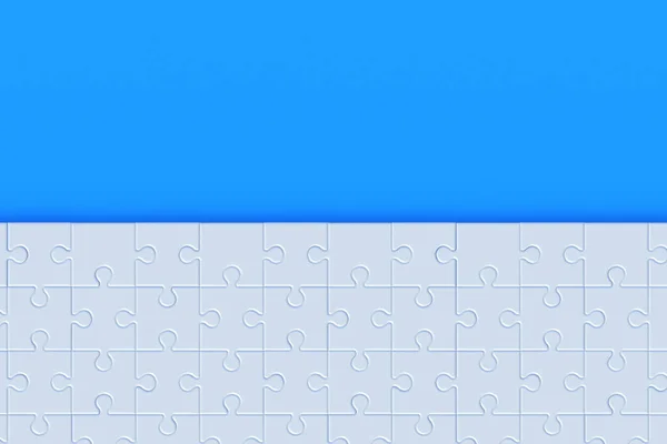 Rompecabezas Piezas Sobre Fondo Azul Copiar Espacio Vista Superior Renderizar —  Fotos de Stock