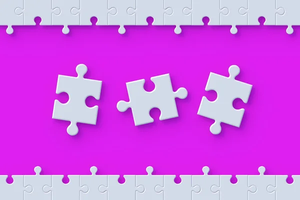 Blank Jigsaw Puzzle Pieces Violet Background Render — Stock Fotó