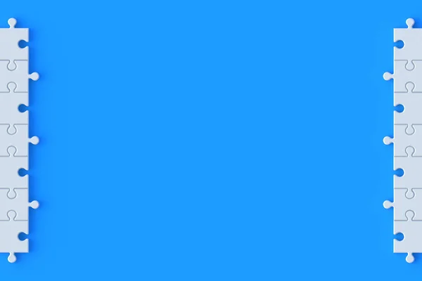 青い背景に空のジグソーパズルのピース コピースペース 3Dレンダリング — ストック写真