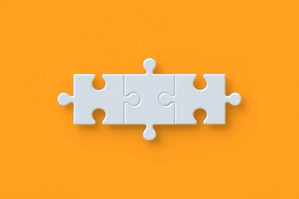 Three Jigsaw Puzzle Pieces Orange Background Render — Fotografia de Stock