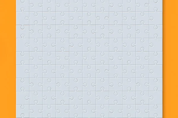 オレンジ色の背景に空白の白いジグソーパズルの作品 3Dレンダリング — ストック写真