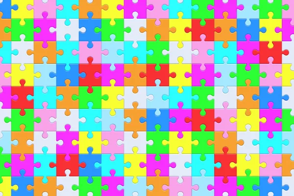 Background Connected Colorful Puzzle Jiggle Pieces Top View Render — Stockfoto