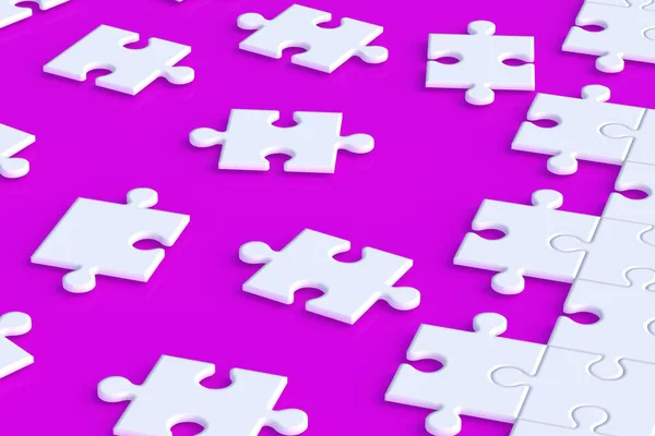 Unfinished Jigsaw Puzzle Pieces Violet Background Render — Stock Fotó