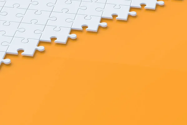 Unfinished Blank Jigsaw Puzzle Pieces Orange Background Copy Space Render — Fotografia de Stock