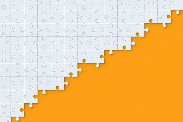 Unfinished Jigsaw Puzzle Pieces Orange Background Copy Space Top View — Fotografia de Stock