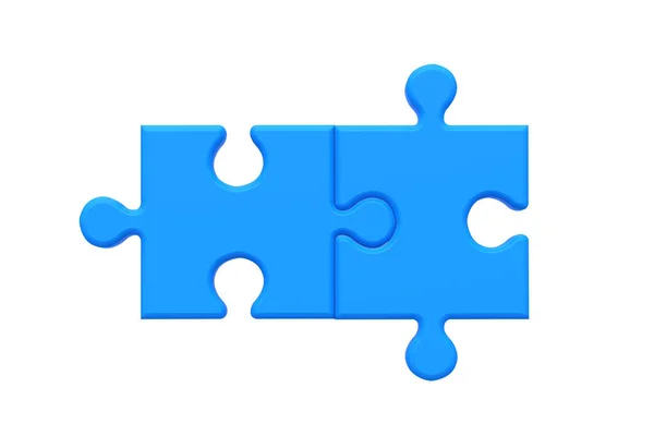 Two Blue Puzzle Jiggle Pieces Isolated White Background Render —  Fotos de Stock
