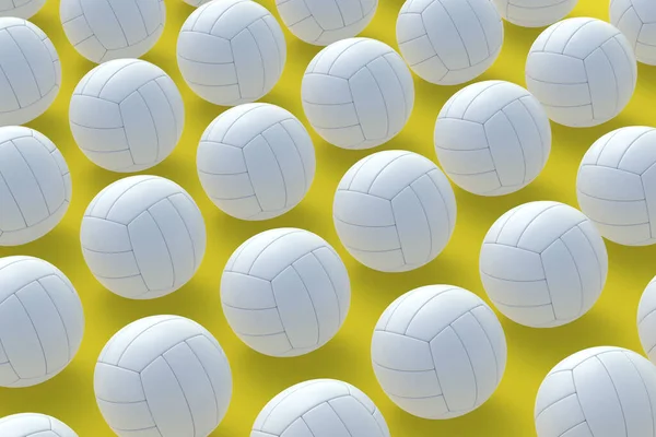 Pattern White Volleyball Balls Yellow Background Sports Equipment International Tournament — Stockfoto